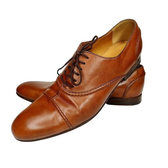 Gucci Brown Leather Stitched Oxford Lace Up Shoes Mens Size 10 Made in Italy - Picture 1 of 11